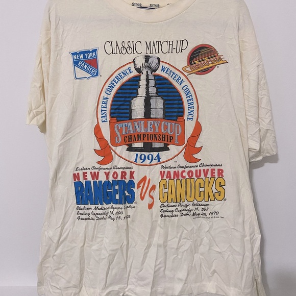 Vintage Softwear 1994 Stanley Cup Vancouver Canucks vs New York Rangers T-shirt - Picture 2 of 5